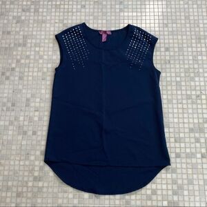 Navy Sleeveless Shirt with
